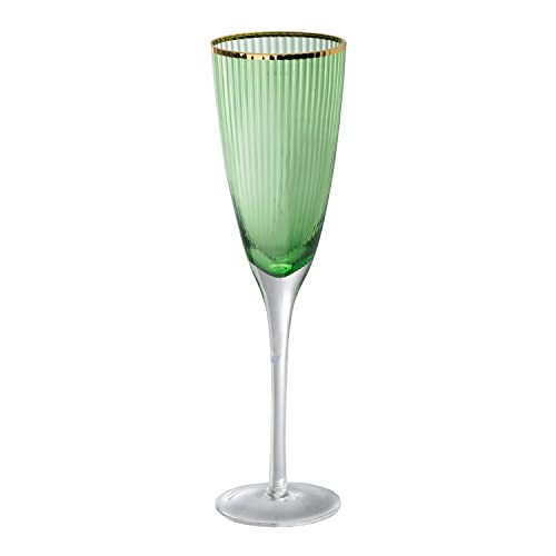 A&B Home Champagne Flute - Green, Gold