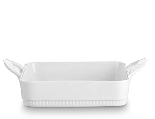 Pillivuyt France, Toulouse White Porcelain Rectangular Baker with Handles, 9.75 Inches x 9.0 Inches