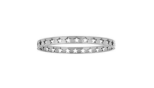 Maya J CZBB12W Cut Out Star Bangle, White, Stainless Steel