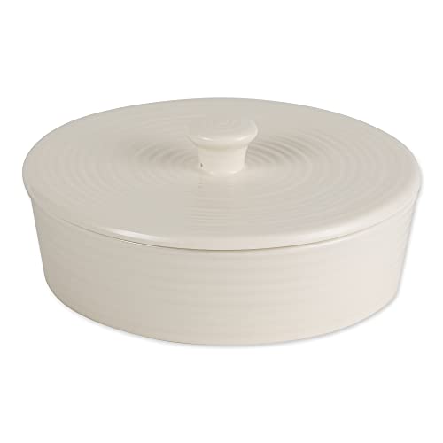 RSVP International White Stoneware Tortilla Warmer & Server, 8.5" x 3" | Lead Free | Warm Tortillas, Pancakes & More | Holds 20 8" Tortillas | Dishwasher, Microwave & Oven Safe