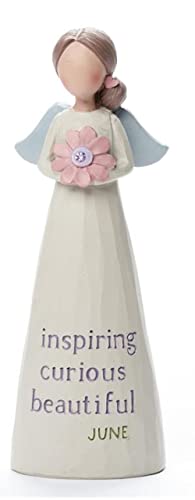 Blossom Bucket Birthstone Angel - June, 5.25-inch Height, Dirty White, Resin, Figurine, Home Decor