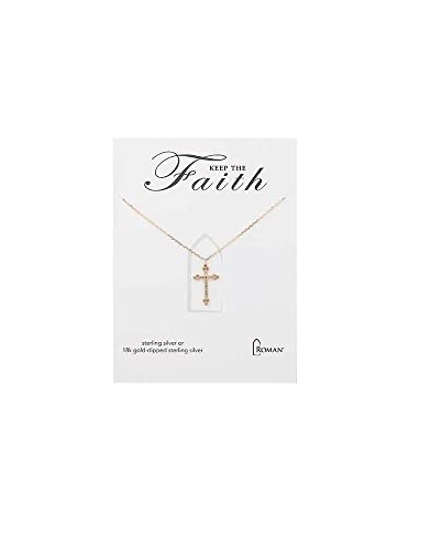 Roman Cross Necklace, 18-inch Length, Sterling Silver and Gold Plate, Gold, For Women, For Everyday Use, Fashion Jewelry, Gift, For Any Occasions