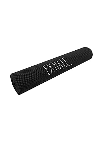 DesignStyles Rae Dunn Yoga Mat - High Density Foam Exercise and Fitness Mat for Workout or Stretching - Dual Sided Non Slip Cushion Grip - Portable, Travel Friendly for Home, Gym, Yoga Studio, Pilates - Black