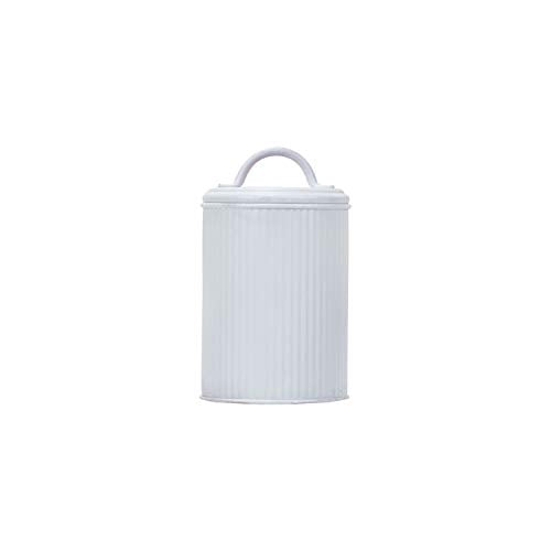 Foreside Home and Garden White Metal Kitchen Storage Canister with Lid, 4.25 x 4.25 x 6.75