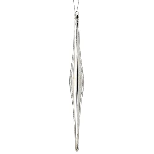 Regency International Finial Icicle Hanging Ornament, 12-inch Length, Mercury Glass, Shiny Silver