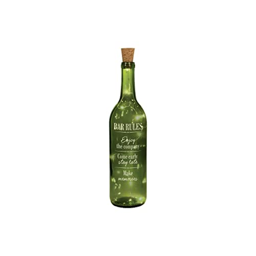 Carson 24641 Bar Rules Wine Bottle with Cork String Lights, 11.33-inch Height