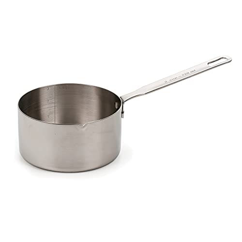 RSVP International Endurance Stainless Steel Measuring Pan Scoop, 3 Cups | Dry or Liquid | Baking or Cooking | Ideal for Melting Butter, Chocolate, Heating Soup | Dishwasher Safe