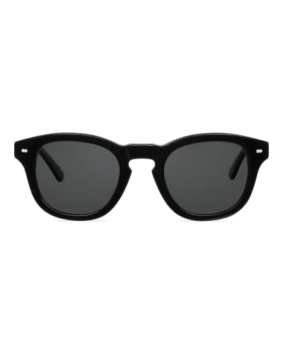 Christopher Cloos - Passable Noire - Round Polarized Sunglasses for Men & Women with Case - Trendy Sun UV Protection Glasses - Unisex