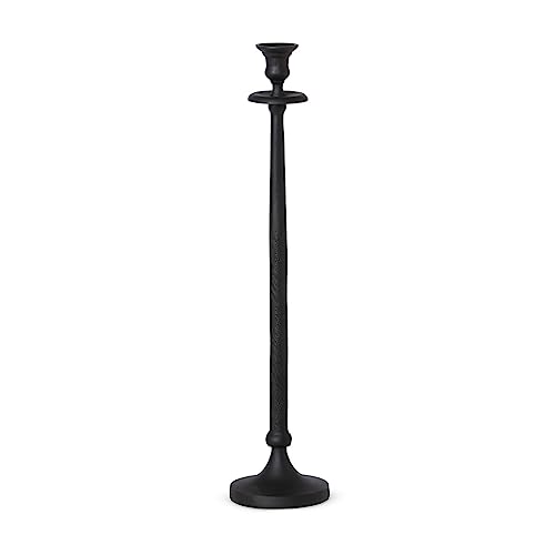 Park Hill Collection Classic Black Cast Aluminum Candlestick, 24-inch Height, for Decorative Use, Home, Kitchen, Office, Living Room, Indoor