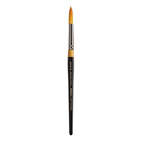 KingArt Original Gold 9040 Series , Premium Artist Brush, Golden TAKLON Round Stroke-Size: 12