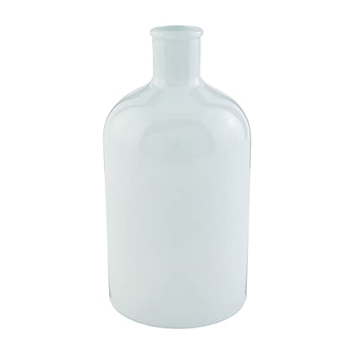 Mud Pie White Bottleneck Vase,  9" x 4 1/2" Diameter, Medium
