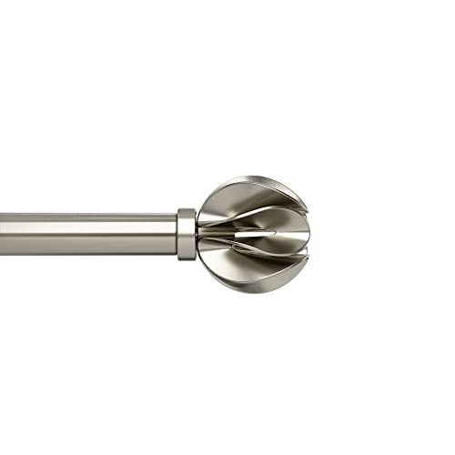 Umbra Blossom Modern 1-Inch Curtain Rod, Includes 2 Matching Finials, Brackets & Hardware, 42 to 120-Inch, Nickel