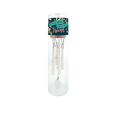 Carson Home 61180 Friend Giftable Mini Chime, 10-inch Length, Wood, Aluminum and Glass Crystals