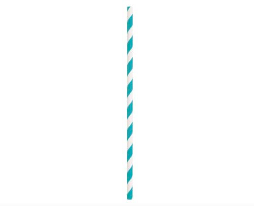 Unique Industries Powder Blue Striped Paper Smoothie Straws - 10 Pcs