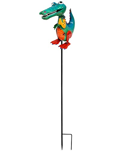 Colorful Alligator Enameled Garden Stake Continental Art Center CAC194051AS