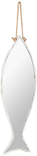 Kalalou Vertical Fish Mirror with Rope Hanger, One Size, Silver