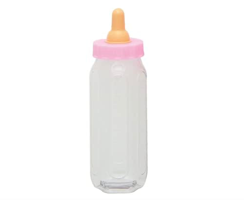 Unique Industries 5" Plastic Fillable Pink Baby Bottle Girl Baby Shower Favors, 2ct