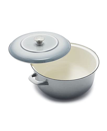 Cookware Company Merten & Storck European Crafted Enameled Iron, Round 7QT Dutch Oven Casserole with Lid, Galaxy Grey