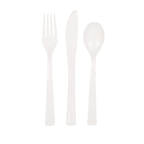 Unique Industries 39482 NEW White Plastic Silverware Set for 6 Guests (18 Pieces)