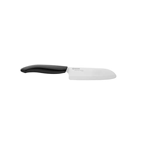 Kyocera Advanced Ceramic Revolution Series 4.5-inch Mini Santoku Knife, Black Handle, White Blade