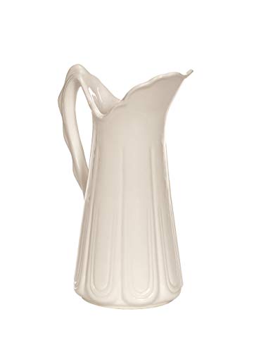 Napco 27544 Glazed Ceramic Classic Pitcher, White