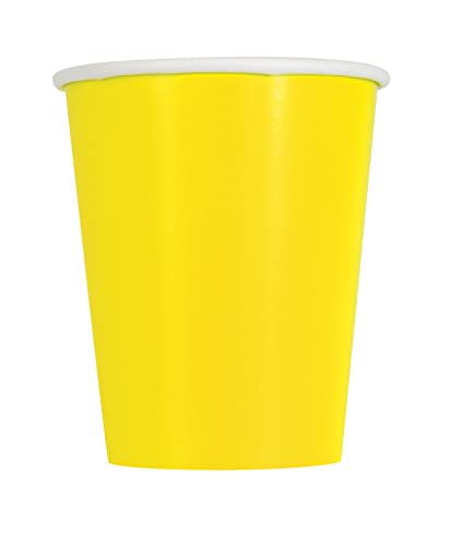 Unique Industries Unique 47099 Paper Cups-266 ml-Neon Yellow-Pack of 8