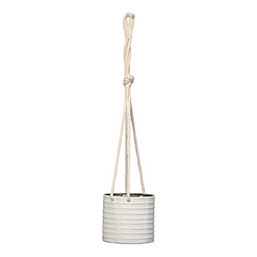 Foreside Home & Garden Rustic White Metal and Cotton Hanging Planter