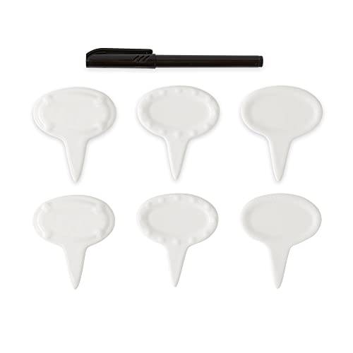 RSVP International White Porcelain Cheese Markers, Oval, Set of 6