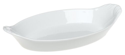 Pillivuyt Porcelain 9-1/2-by-5-1/2-Inch Oval-Eared Dish