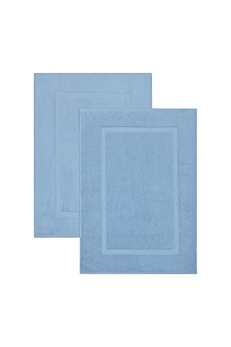 LA HAMMAM 2 Pack 20√ì _ 34√ì Turkish Cotton Bath Mats Floor Towels for Bathroom, Hotel, Kitchen, Shower & Spa | Anti-Slip, Machine Washable, Soft, Absorbent & Quick Dry Floor Towel Mat Set - Blue