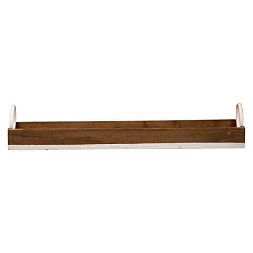 Foreside Home & Garden Natural Wood Decorative Tray with White Metal Handles