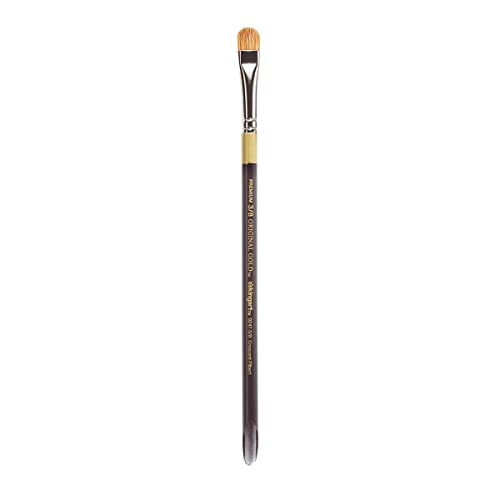 KINGART Original Gold Specialty 9247 Series, Crescent Filbert Blender Artist Brush, Golden Taklon & White Bristle Blend, Acrylic Handle (3/8)