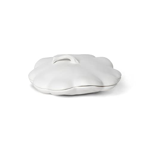 Park Hill Collection EAB20273 Matte White Lidded Ceramic Pumpkin Bowl, Small