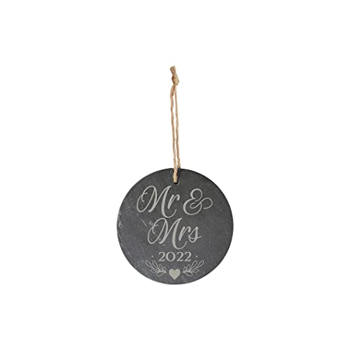 Carson Home Slate Ornament, 4-inich Diameter (Mr. and Mrs.)