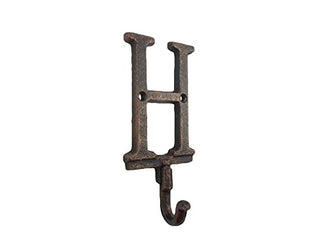 Hampton Iron HANDCRAFTED NAUTICAL D‚àö√¢COR Rustic Copper Cast Iron Letter H Alphabet Wall Hook 6"