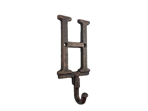 Hampton Iron HANDCRAFTED NAUTICAL D‚àö√¢COR Rustic Copper Cast Iron Letter H Alphabet Wall Hook 6"