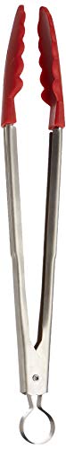 Browne & Co Cuisipro 12-Inch Silicone Locking Tongs, Red