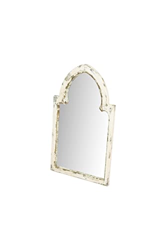 Kalalou White Wood Framed Mirror with Gold Accent