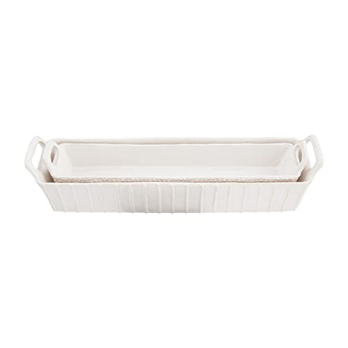 Mud Pie X Nested Cracker Dishes, small 3" x 15" | large 4" x 16", Cream