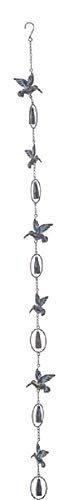 Ganz CG173238 Bronze Patina Hummingbird Rain Chain with Bell, 75-inch Height