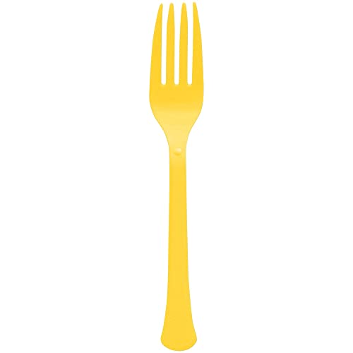 Amscan 8013.09 Premium Yellow Sunshine Plastic Forks, 20ct