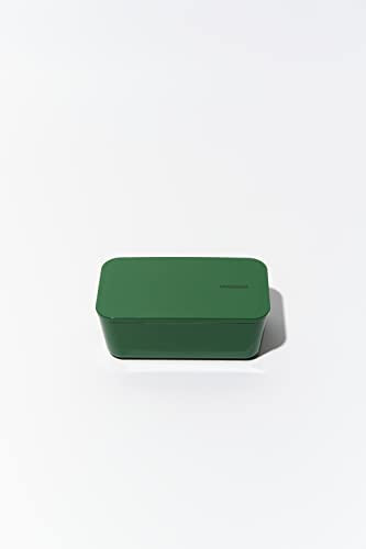 Bento Box Flat from TAKENAKA Japan, Made of Recycled Plastic Bottle, Eco-Friendly and Sustainable Lunch Box (Forest Green)