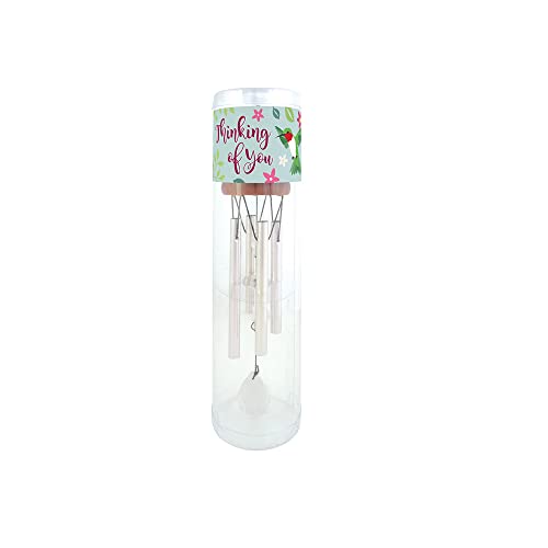 Carson Home 61187 Thinking of You Giftable Mini Chime, 10-inch Length, Wood, Aluminum and Glass Crystals
