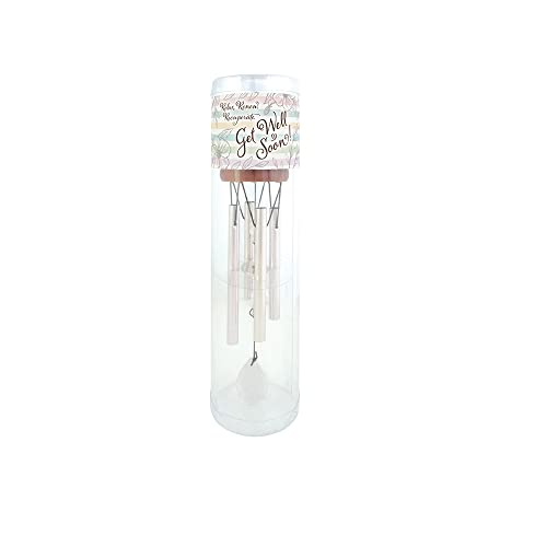 Carson Home 61181 Get Well Soon Giftable Mini Chime, 10-inch Length, Wood, Aluminum and Glass Crystals