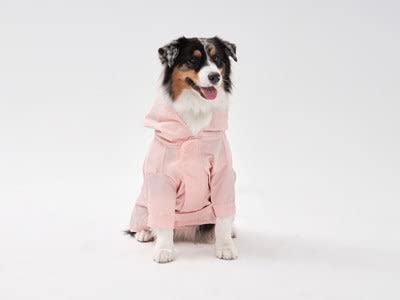 PEHOM Tribeca Adjustable Velcro Pet Dog Raincoat, Large, Light Pink