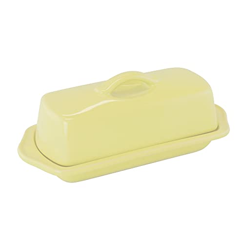 Chantal Full Size Ceramic Butter Dish, 8.5 Inch, Soft Yellow