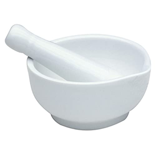 Norpro Porcelain Mortar Pestle, 4in/10cm x 2.5in/6cm, White