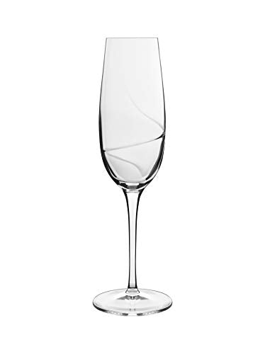 Luigi Bormioli Rocco Aero 8 oz Flutes Sparkling Wine Glasses, Set of 6, Clear