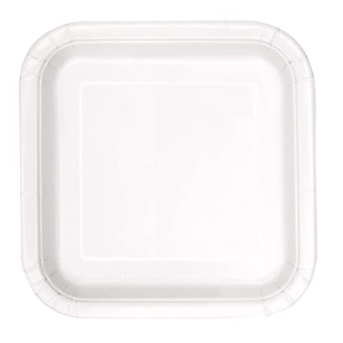 Unique Industries White 31052 Square Paper Plates, 14ct, 9" x 9"