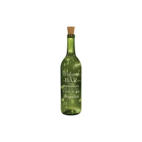 Carson 24649 Our Bar Wine Bottle with Cork String Lights, 11.33-inch Height